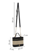 Woman Black Long-Strap Printed Mini Box Crossbody Bag | Derimod Woman Black Long-Strap Printed Mini Box Crossbody Bag | Derimod