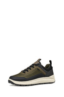 Geox Men Khaki U Spherica 4X4 B Abx A - Text+ Lace-Up Thick-Soled Fabric Sneaker | Derimod Geox Men Khaki U Spherica 4X4 B Abx A - Text+ Lace-Up Thick-Soled Fabric Sneaker | Derimod