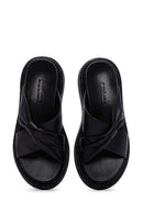 Women's Black Leather Comfort Slippers | Derimod Women's Black Leather Comfort Slippers | Derimod