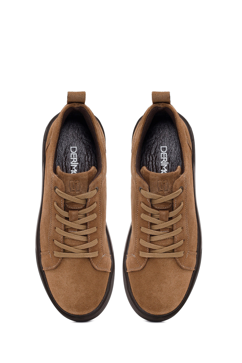 Erkek Kahverengi Bağcıklı Kalın Tabanlı Süet Deri Sneaker