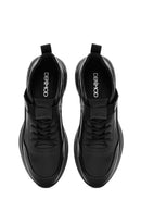 Erkek Siyah Bağcıklı Deri Casual Sneaker | Derimod Erkek Siyah Bağcıklı Deri Casual Sneaker | Derimod