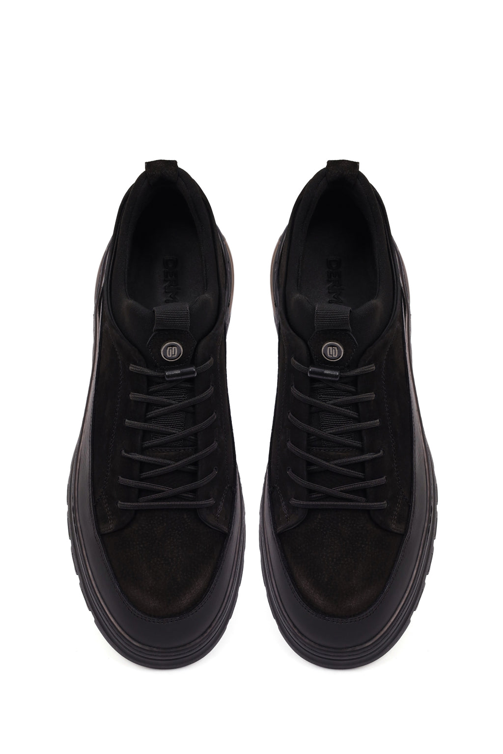 Erkek Siyah Bağcıklı Nubuk Deri Sneaker