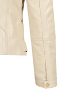 Donna Women's Beige Short Leather Jacket | Derimod Donna Women's Beige Short Leather Jacket | Derimod