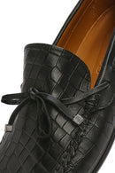 Men's Black Crocodile Patterned Leather Casual Loafer | Derimod Men's Black Crocodile Patterned Leather Casual Loafer | Derimod