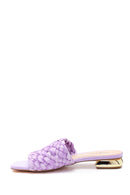 Women's Purple Straw Flat Slippers | Derimod Women's Purple Straw Flat Slippers | Derimod