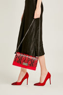 Women's Snakeskin Detailed Clutch Bag | Derimod Women's Snakeskin Detailed Clutch Bag | Derimod