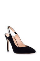 Women's Stone Suede Heeled Shoes | Derimod Women's Stone Suede Heeled Shoes | Derimod