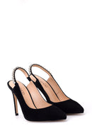 Women's Stone Suede Heeled Shoes | Derimod Women's Stone Suede Heeled Shoes | Derimod