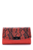 Women's Snakeskin Detailed Clutch Bag | Derimod Women's Snakeskin Detailed Clutch Bag | Derimod