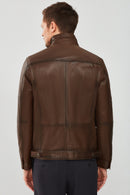 Muller Men's Cognac Leather Jacket | Derimod Muller Men's Cognac Leather Jacket | Derimod