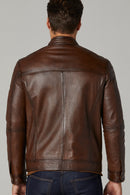 Ford Men's Cognac Leather Jacket | Derimod Ford Men's Cognac Leather Jacket | Derimod