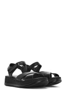 Women's Black Thick Soled Leather Comfort Sandals | Derimod Women's Black Thick Soled Leather Comfort Sandals | Derimod
