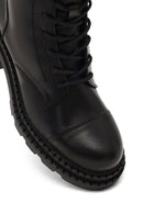 Women's Black Zippered Thick Heeled Leather Ankle Boots | Derimod Women's Black Zippered Thick Heeled Leather Ankle Boots | Derimod