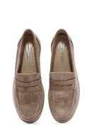 Kadın Vizon Süet Deri Comfort Loafer | Derimod Kadın Vizon Süet Deri Comfort Loafer | Derimod