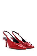 Women's Red Open Back Thin Heel Patent Leather Shoes | Derimod Women's Red Open Back Thin Heel Patent Leather Shoes | Derimod