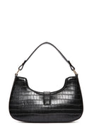 Women's Black Long Strap Crocodile Patterned Shoulder Bag | Derimod Women's Black Long Strap Crocodile Patterned Shoulder Bag | Derimod