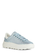 Geox Women's Blue Spherica Ec4.1 Lace-Up Leather Sneaker | Derimod Geox Women's Blue Spherica Ec4.1 Lace-Up Leather Sneaker | Derimod