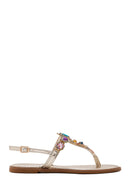 Women's Gold Stone Flip-Flop Sandals | Derimod Women's Gold Stone Flip-Flop Sandals | Derimod