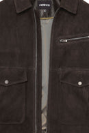 Morata Men's Brown Nubuck Leather Jacket | Derimod Morata Men's Brown Nubuck Leather Jacket | Derimod