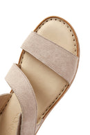 Women's Beige Suede Leather Comfort Sandals | Derimod Women's Beige Suede Leather Comfort Sandals | Derimod