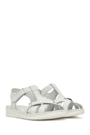 Women's White Strappy Leather Comfort Sandals | Derimod Women's White Strappy Leather Comfort Sandals | Derimod