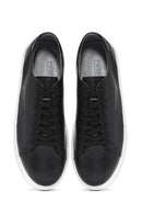 Men's Black Lace-up Thick-Sole Leather Sneaker | Derimod Men's Black Lace-up Thick-Sole Leather Sneaker | Derimod