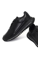 Men's Black Lace-Up Thick-Soled Leather Casual Sneaker | Derimod Men's Black Lace-Up Thick-Soled Leather Casual Sneaker | Derimod