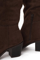 Woman Brown Zip Closure Chunky Heeled Suede Cowboy Boots | Derimod Woman Brown Zip Closure Chunky Heeled Suede Cowboy Boots | Derimod