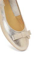 Women's Gold Metallic Leather Ballet Flat | Derimod Women's Gold Metallic Leather Ballet Flat | Derimod