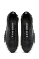 Erkek Siyah Kalın Tabanlı Bağcıklı Deri Casual Sneaker | Derimod Erkek Siyah Kalın Tabanlı Bağcıklı Deri Casual Sneaker | Derimod