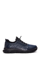 Men's Navy Blue Leather Casual Sneaker | Derimod Men's Navy Blue Leather Casual Sneaker | Derimod