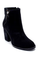 Women's Suede Zipper Detailed Heeled Boots | Derimod Women's Suede Zipper Detailed Heeled Boots | Derimod