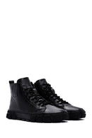 Men's Black Leather High Top Sneaker | Derimod Men's Black Leather High Top Sneaker | Derimod
