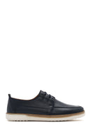 Men's Navy Blue Leather Casual Shoes | Derimod Men's Navy Blue Leather Casual Shoes | Derimod