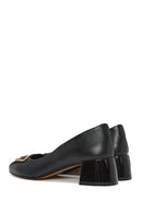 Women's Black Buckle Detailed Low Thick Heel Leather Shoes | Derimod Women's Black Buckle Detailed Low Thick Heel Leather Shoes | Derimod