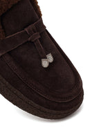 Woman Brown Buckled Thick-Soled Suede Teddy Loafer | Derimod Woman Brown Buckled Thick-Soled Suede Teddy Loafer | Derimod