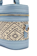 Women's Blue Long Strap Patterned Mini Box Crossbody Bag | Derimod Women's Blue Long Strap Patterned Mini Box Crossbody Bag | Derimod