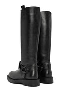 Women's Black Buckle Detailed Leather Boots | Derimod Women's Black Buckle Detailed Leather Boots | Derimod