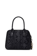 Woman Black Long-Strap Printed Shoulder Bag | Derimod Woman Black Long-Strap Printed Shoulder Bag | Derimod