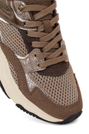 Woman Bronze Lace-Up Chunky Sneaker | Derimod Woman Bronze Lace-Up Chunky Sneaker | Derimod