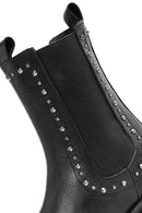Women's Black Stone Detailed Leather Chelsea Boots | Derimod Women's Black Stone Detailed Leather Chelsea Boots | Derimod