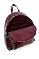 Women's Claret Red Patterned Backpack | Derimod Women's Claret Red Patterned Backpack | Derimod