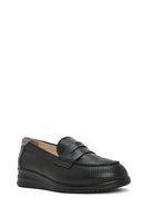 Women's Black Wedge Heel Leather Comfort Loafer | Derimod Women's Black Wedge Heel Leather Comfort Loafer | Derimod