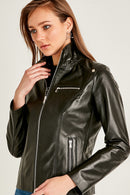 Claris Women's Leather Jacket | Derimod Claris Women's Leather Jacket | Derimod
