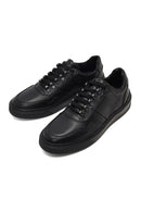 Men's Black Lace-Up Thick-Soled Leather Sneaker | Derimod Men's Black Lace-Up Thick-Soled Leather Sneaker | Derimod