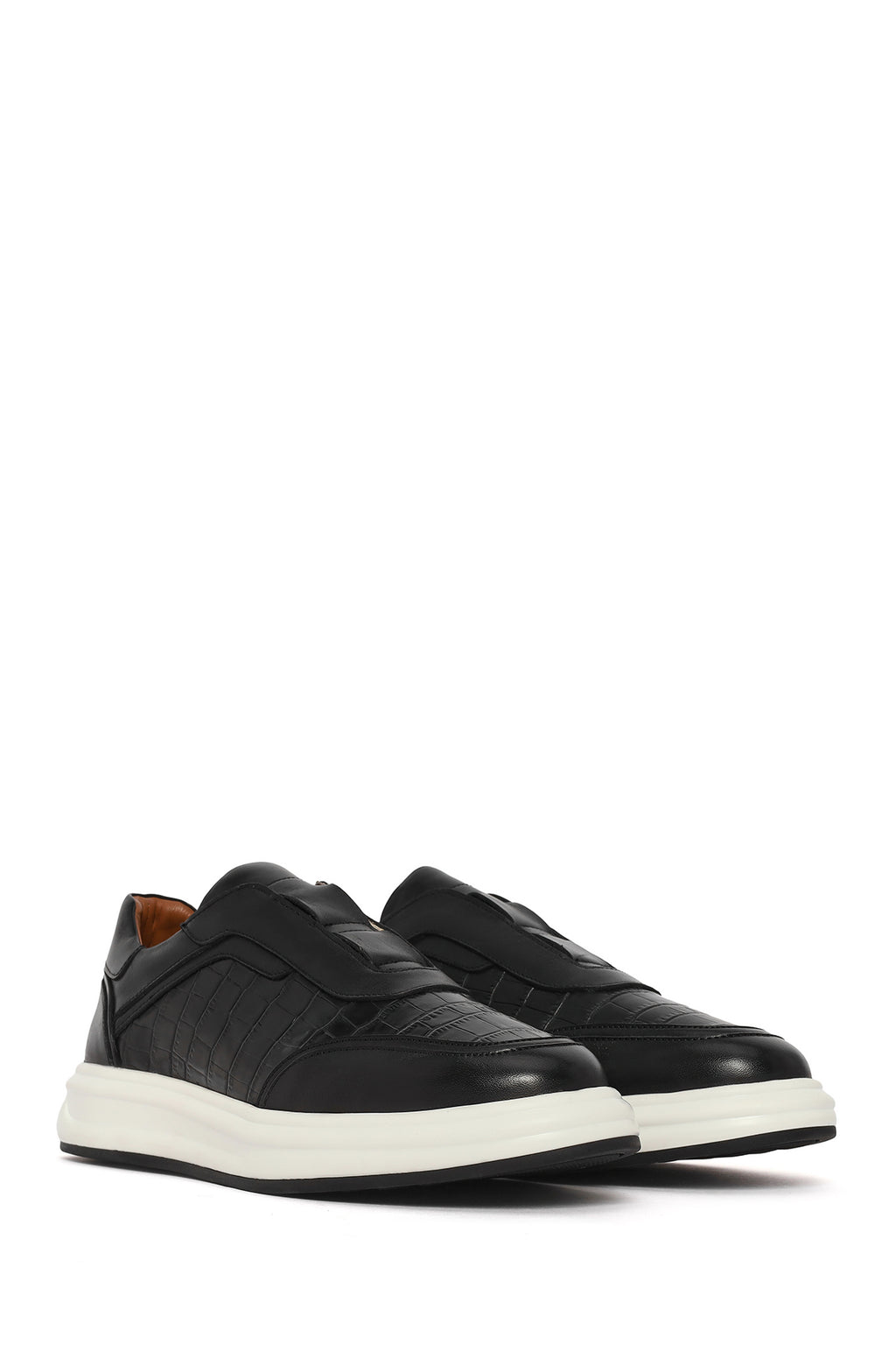 Erkek Siyah Desenli Deri Sneaker