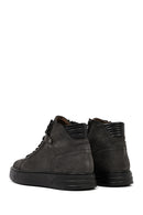 Men's Gray Double Zipper Thick Sole Nubuck Leather Sports Boots | Derimod Men's Gray Double Zipper Thick Sole Nubuck Leather Sports Boots | Derimod