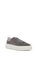 Men's Grey Lace-Up Thick-Sole Suede Leather Sneakers | Derimod Men's Grey Lace-Up Thick-Sole Suede Leather Sneakers | Derimod