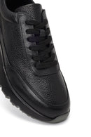 Male Black Lace-Up Thick-Soled Leather Sneaker | Derimod Male Black Lace-Up Thick-Soled Leather Sneaker | Derimod