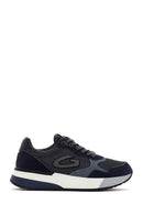 Alberto Guardiani Men's Navy Blue Gray Winner Thick Soled Leather Sneaker | Derimod Alberto Guardiani Men's Navy Blue Gray Winner Thick Soled Leather Sneaker | Derimod